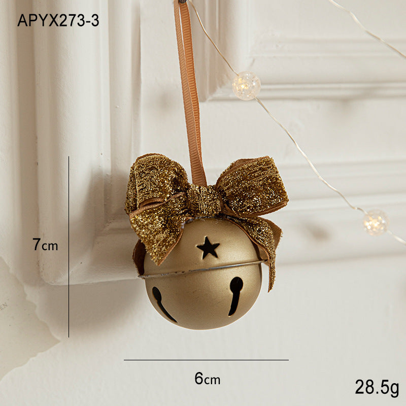 Christmas Little Bell Shape Velvet Bow Small Hanging Piece